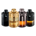 Azzaro Wanted discovery set with The Most Wanted Intense, Wanted by Night, The Most Wanted Parfum and Forever Wanted Elixir – bold, charismatic fragrance samples with warm, spicy and woody character
