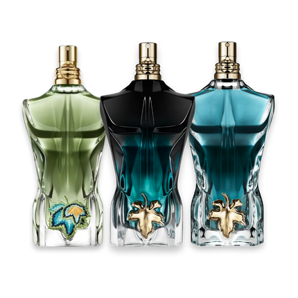 Le Beau perfume sample discovery set with Le Beau Eau de Toilette, Le Beau Le Parfum and Le Beau Paradise Garden