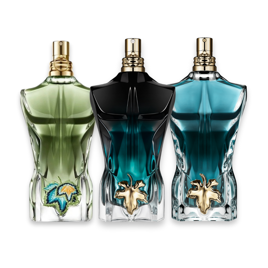 Le Beau perfume sample discovery set with Le Beau Eau de Toilette, Le Beau Le Parfum and Le Beau Paradise Garden