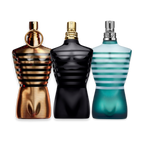 Le Male perfume sample discovery set with Le Male Elixir, Le Male Le Parfum and Le Male Eau de Toilette