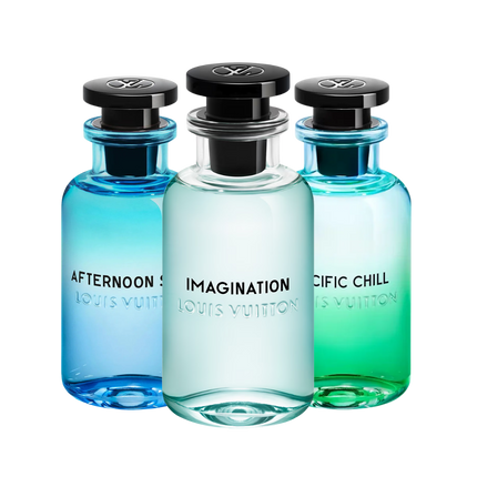 LV Summer discovery set with Afternoon Swim, Imagination and Pacific Chill – fresh and vibrant luxury fragrance samples inspired by sun-soaked summer days