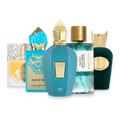 Niche Summer perfume sample discovery set with Kilian Angels' Share On The Rocks, Stéphane Humbert Lucas God of Fire, Xerjoff Erba Pura, Goldfield & Banks Pacific Rock Moss and Sospiro Vibrato